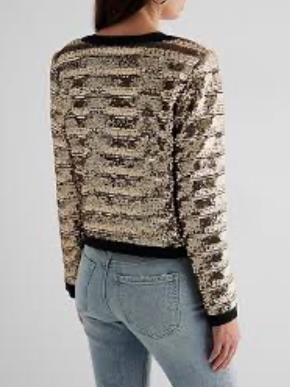 NWT Express TIPPED Gold SEQUIN STRIPED JACKET Size Medium - Picture 4 of 15